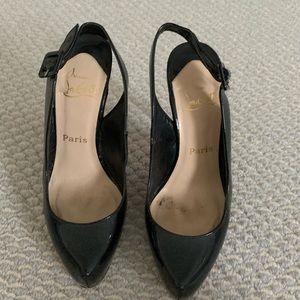 Christian Louboutin patent leather sling backs